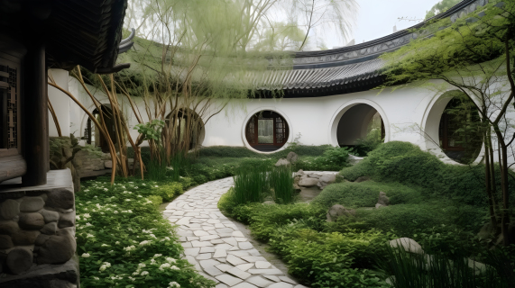 中国白铜风格最古老的私人植物园摄影图片
