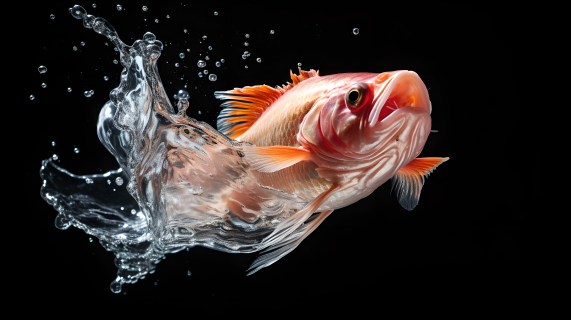 鱼缸中富有生命力的大鱼摄影图