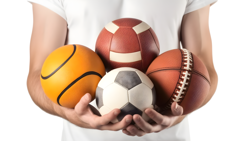 白底上的多种运动球摄影版权图片下载