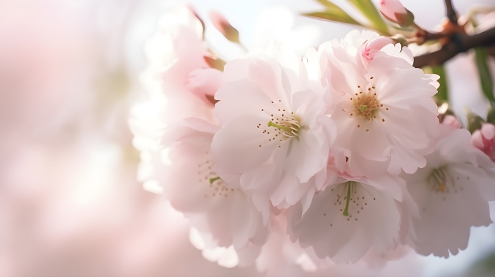 日式风格轻盈淡雅的粉色花朵摄影图版权图片下载
