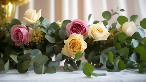 金粉玫瑰与粉玫瑰摄影图片