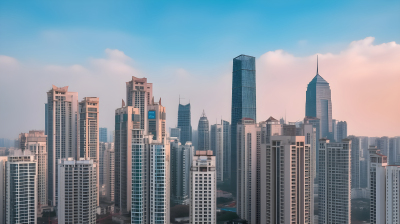 华阴现代摩天大楼的美丽天际线摄影图