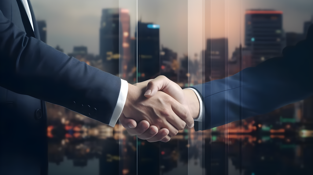 企业商务合作握手摄影图