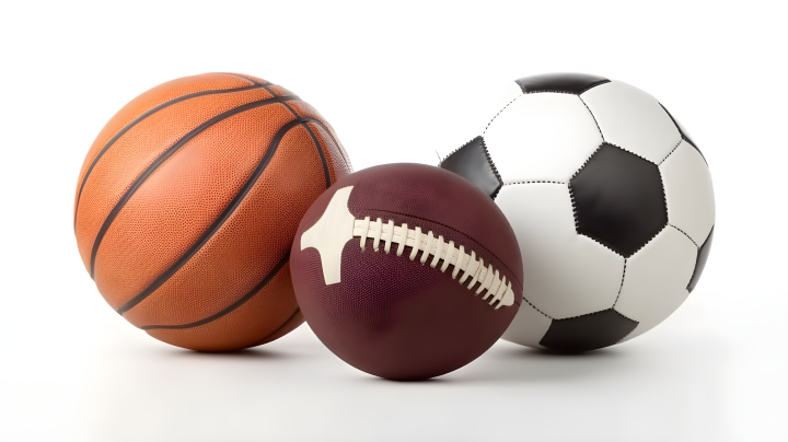 四种不同的运动球摄影版权图片下载