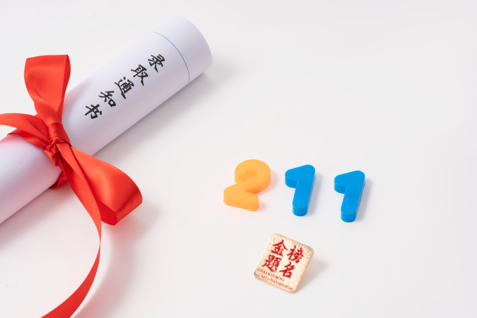 录取通知书旁的211积木实拍图