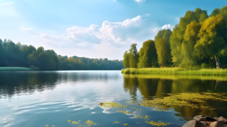 波兰湖畔的美丽风景摄影图