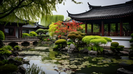 文化多元的中国花园摄影图片