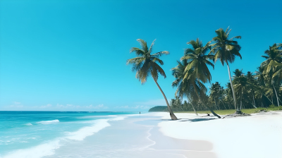 椰林海景沙滩风景图