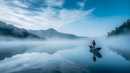 柔和风景下的峡湾摄影图