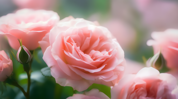 柔和梦幻粉玫瑰摄影图