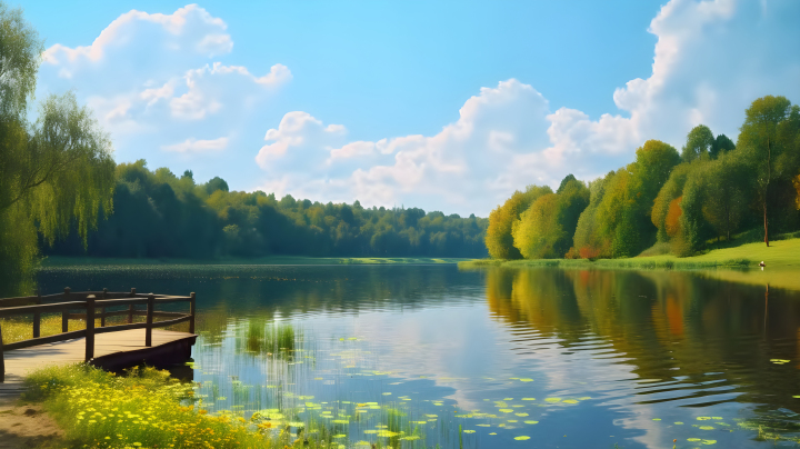 波兰湖畔美丽风景摄影图版权图片下载