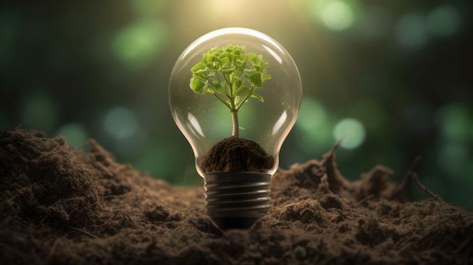 绿籽灯泡深绿土摄影图