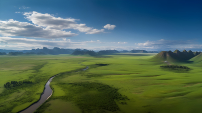 绿野、大山、江河：空中摄影图
