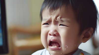委屈流泪大哭的孩子摄影图