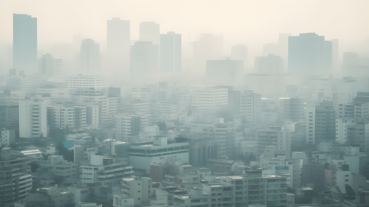 大雾天气下的城市版权图片下载