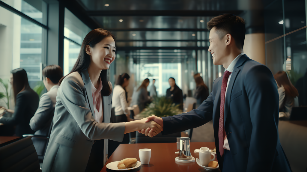 亚洲商人的握手摄影图片