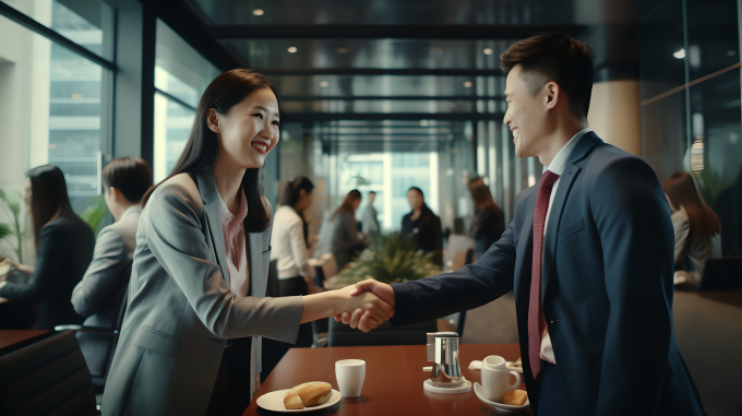 亚洲商人的握手摄影图片