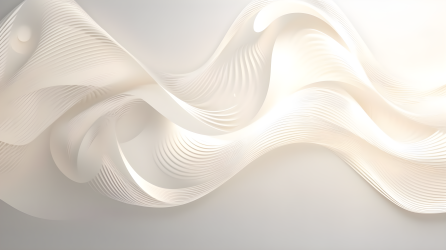 悬挂的动态结构与交织材料形成的白色波浪摄影图片