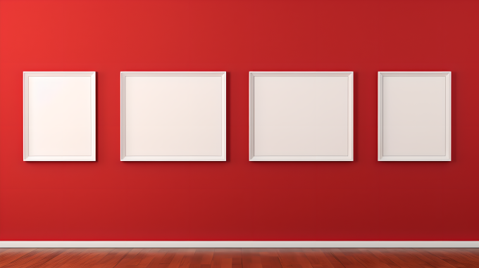 红色画廊展示室摄影图片