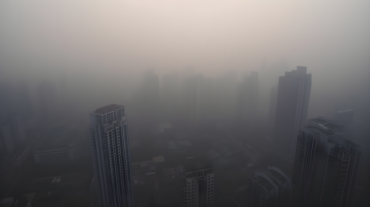 上海雾中楼宇摄影图版权图片下载
