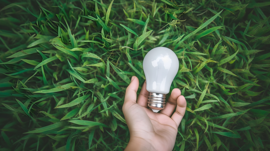 手拿灯泡创意拍摄版权图片下载