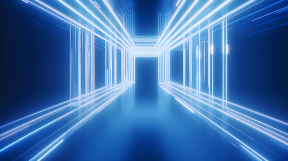 未来隧道蓝色光摄影图