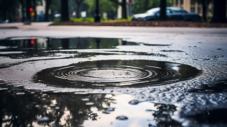 奥兰多佛罗里达雨滴在水坑中的波纹摄影图