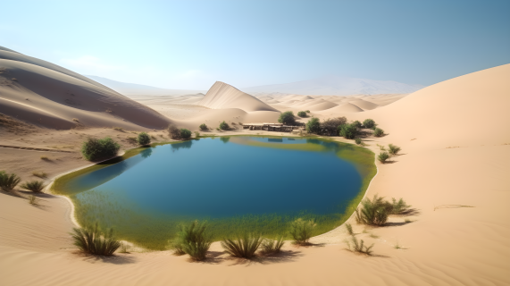 宁静美丽的沙漠湖泊摄影图片