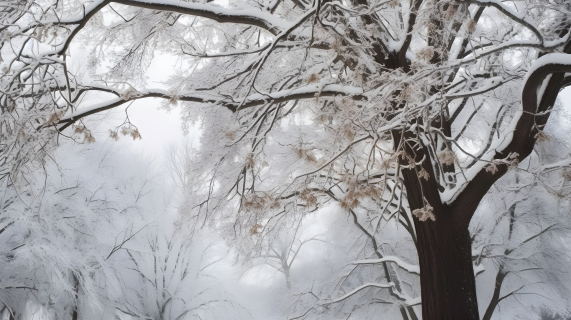 雪中公园树木摄影图