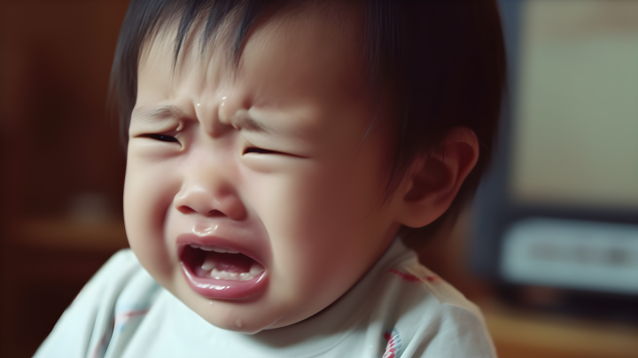 崩溃哭泣的孩子摄影图版权图片下载