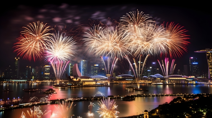 新加坡圣诞与新年焰火摄影版权图片下载