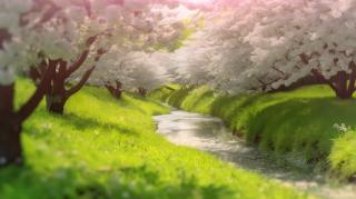 春季浪漫樱花盛开图