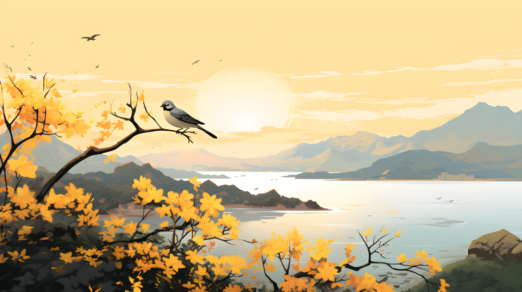 大江大河风景水墨画版权图片下载