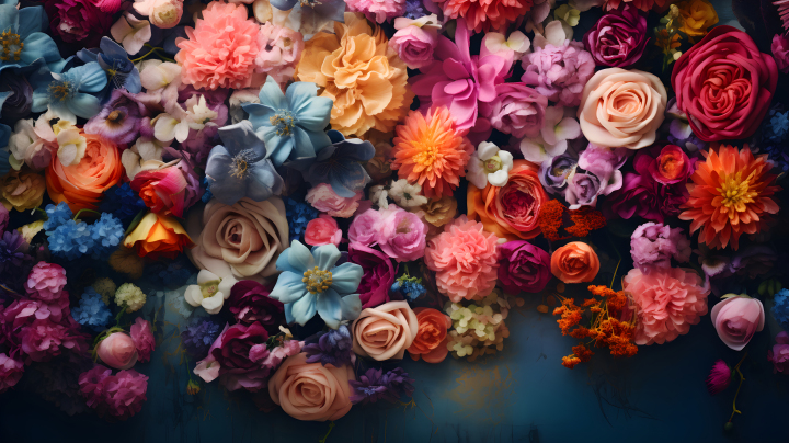 多彩纹理的壁上花朵摄影版权图片下载