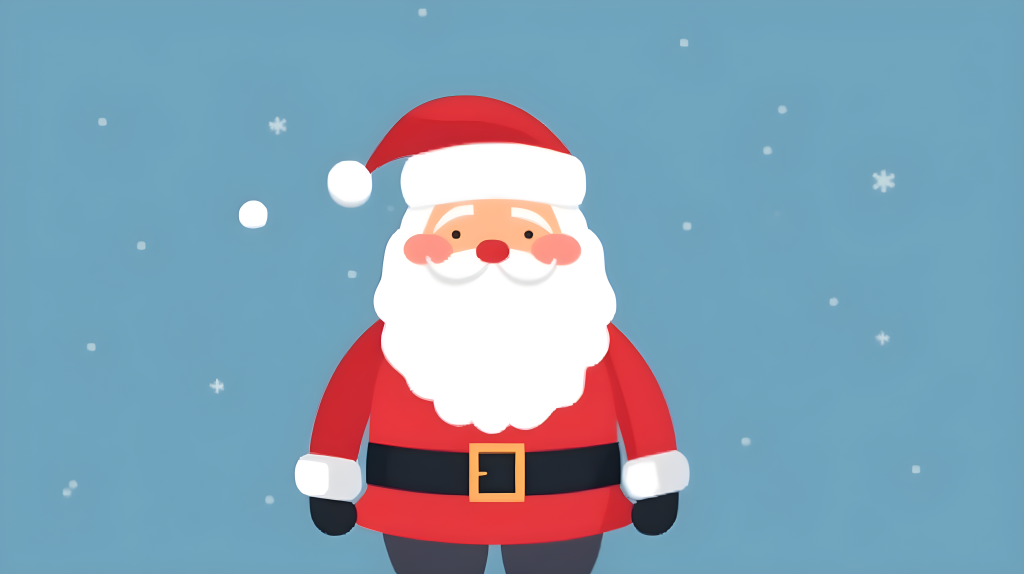 蓝色背景中的圣诞老人手持铃铛摄影图片