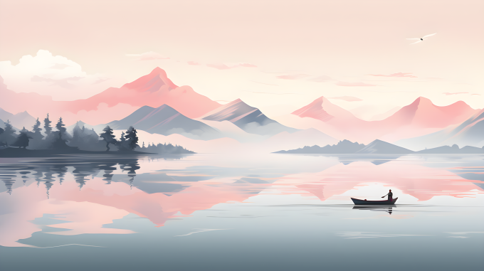 海洋主题下的山顶云绘画摄影图