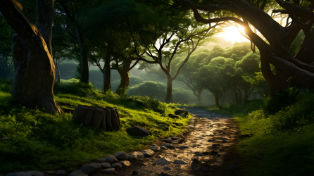 阳光下的越南田园童话森林摄影图