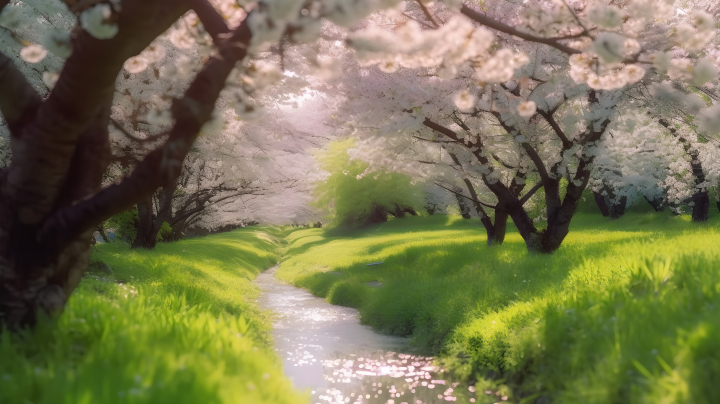 盛开的樱花风景高清图版权图片下载