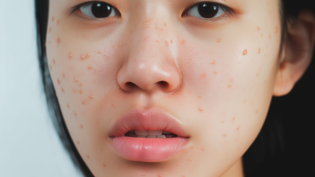 亚洲女性痘痘肌高清摄影图片
