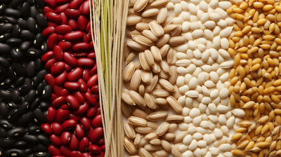 红棕色多层次的豆类和小麦秸秆摄影图片