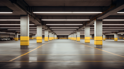 幽暗停车库白色米黄色光线下的摄影图片