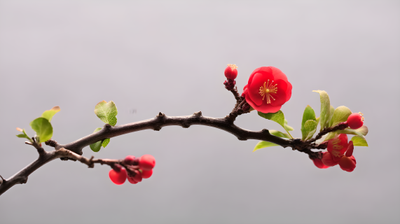 红花树枝细腻摄影图