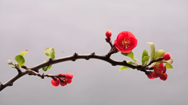 红花树枝细腻摄影图版权图片下载