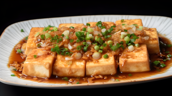 红烧豆腐洋葱摄影图片