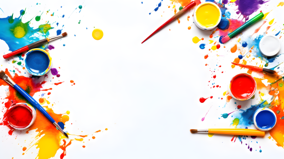儿童绚烂色彩的画笔爆炸摄影图