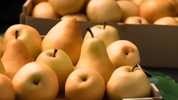 秋季水果鲜嫩多汁的梨子摄影版权图片下载