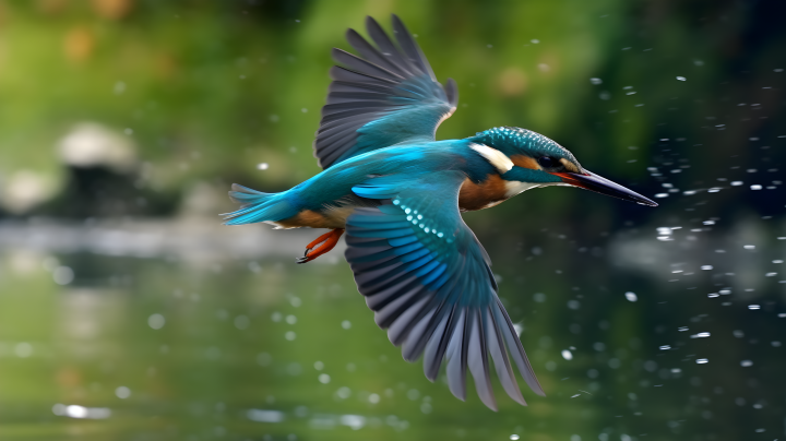 湖上的真实风景-蓝绿翡翠鸟摄影版权图片下载