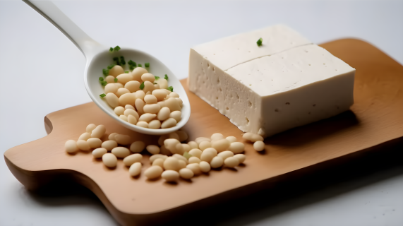 白豆腐和黄豆的美食摄影图片