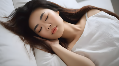 沉睡中的女性枕头摄影图
