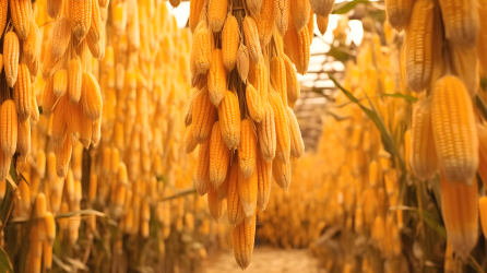秋季大丰收玉米悬挂摄影图